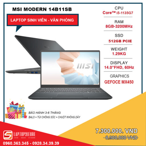 msi modern14 Core i5-1135g7 8GB 512GB FHD
